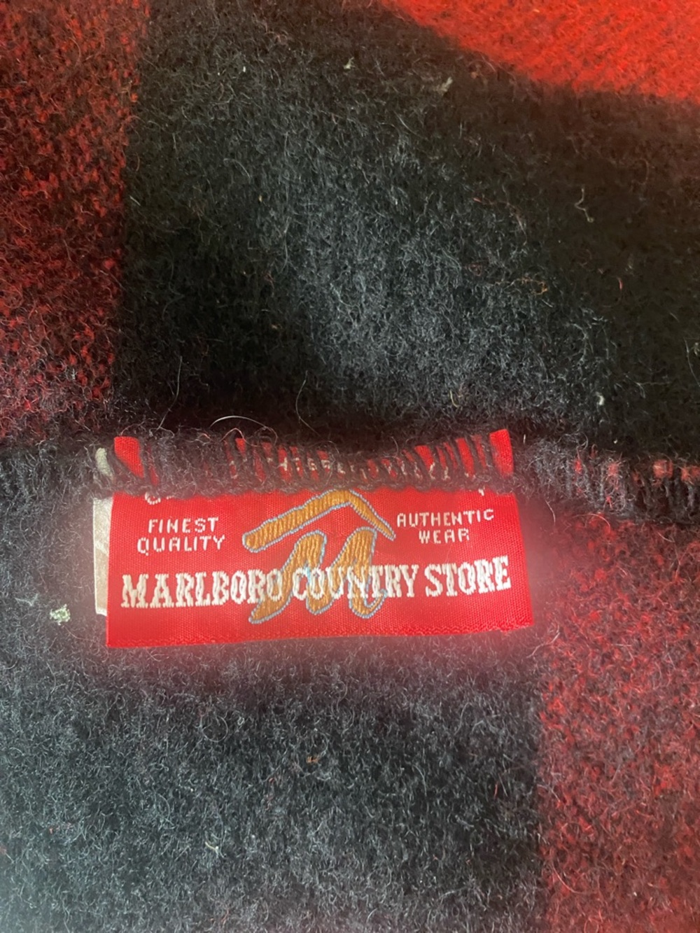 Marlboro Country Store Black & Red Wool Throw Blanket